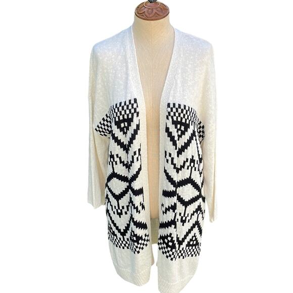 NWT Two by Vince Camuto Aztec Tribal Print Open Front Cardigan Petite Large - Picture 1 of 8